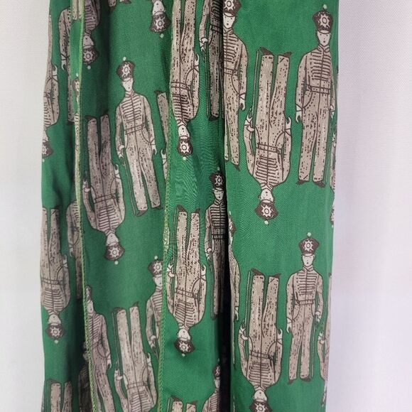 Green Silky Scarf with Police Officer Print - Picture 1 of 7